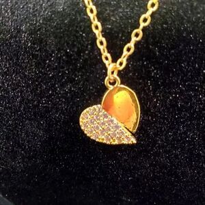 0233. Sweetheart Necklace Pretty Sparkles set in 14k gold plate with 18" chain